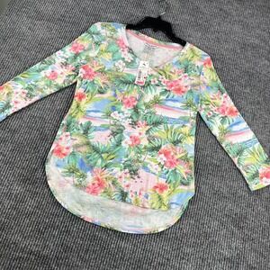 Tommy Bahama Shirt Top Blouse Womens XS Extra Small Floral Long Sleeve New